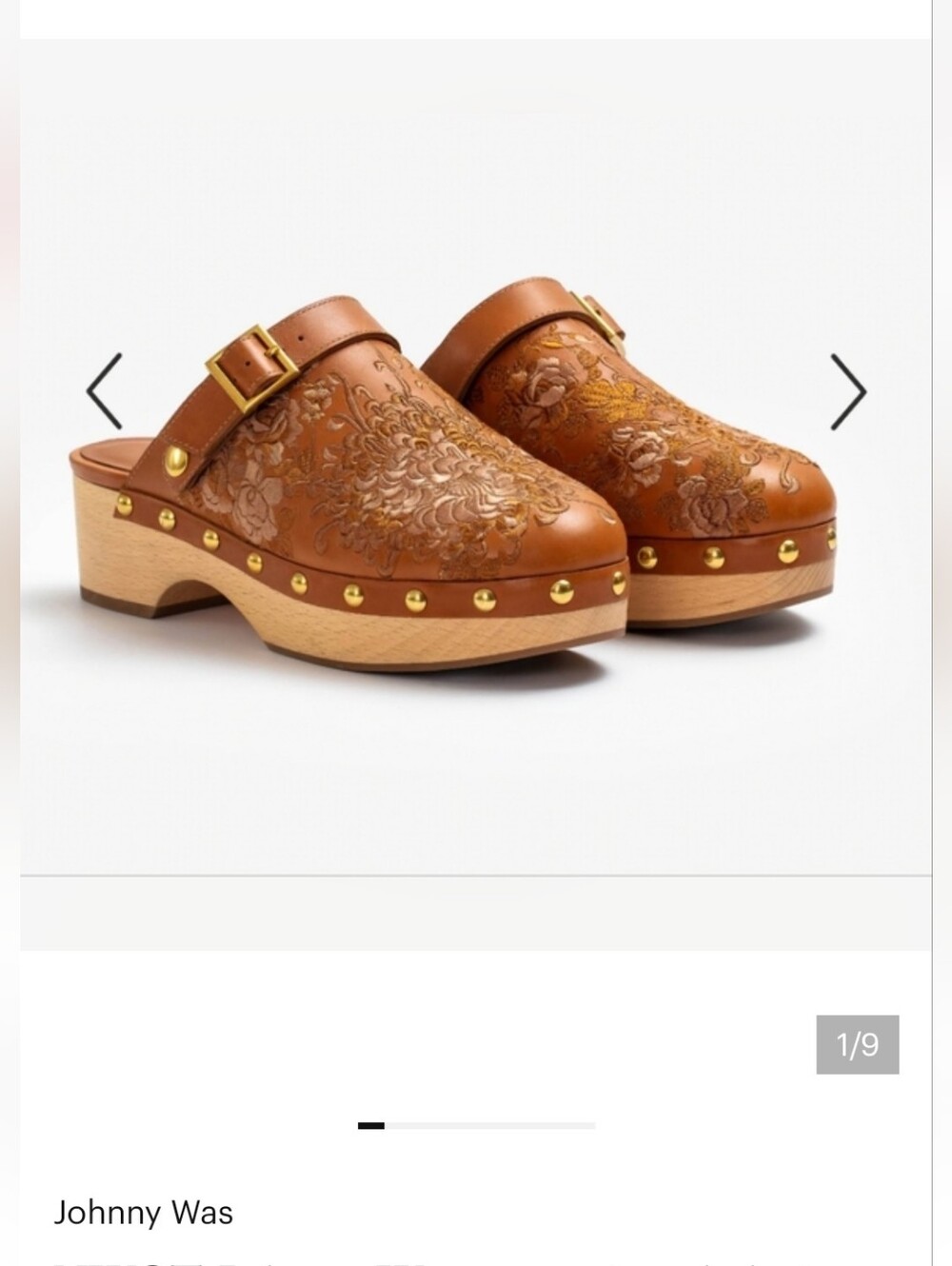 NWOT Johnny Was mono tonal clogs sz 8 Please Last Picture It Has A Minor Flaw